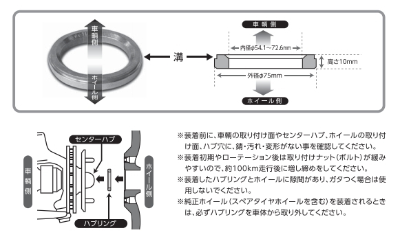 送料無料 新品 ENKEI 品番:HUB59N ハブリング (アルミ製) 75mm→59mm (高さ:10mm) ツバ無 ハブリング 1個(1枚) (シルバー) (エンケイ)_画像3