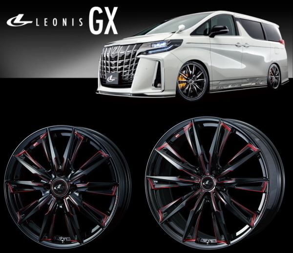 [業販限定販売] [新品] [20インチ] [LEONIS GX] [8.5J+52] [245/40R20] [セダン/ミニバン/SUV/RV] [4本] [レオニス] [BK/SC(RED)] [weds]_画像1