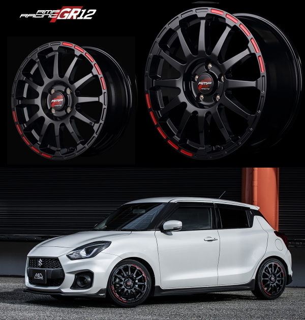 [業販限定販売] [新品] [16インチ] [RMP RACING GR12] [6J+43] [195/45R16] [ルーミー/タンク/トール] [MID] [クリスタルブラック(レッド)]_画像1