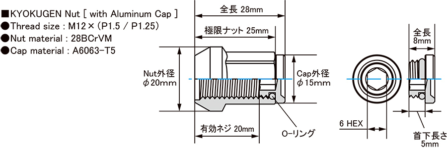 送料無料 新品 KYO-EI 極限 (品番:HP1KR) KYOKUGEN Nut [Attached Aluminum Cap ] 20pcs キャップ レッド M12 P1.5 19/21HEX (20個 1台分)_画像5