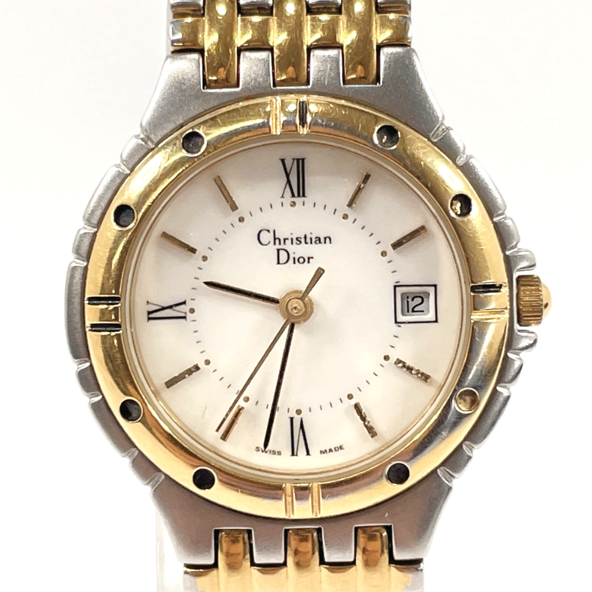 Christian Dior クリスチャンディオール 腕時計 3022 ステンレススチール/GP シルバー/ゴールド ホワイト文字盤 クオーツ