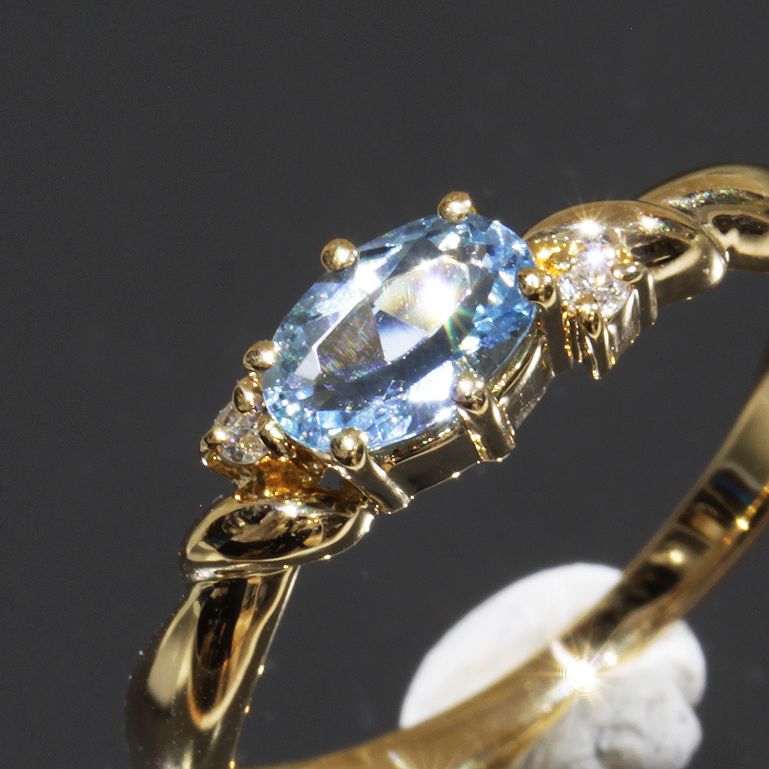 正規品質保証】 0.02ct ダイヤ アクアマリン タサキ リング 5050A