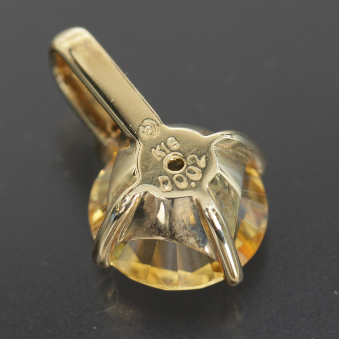 タサキ シトリン ダイヤ 0.02ct ネックレス トップ K18YG○ペンダント