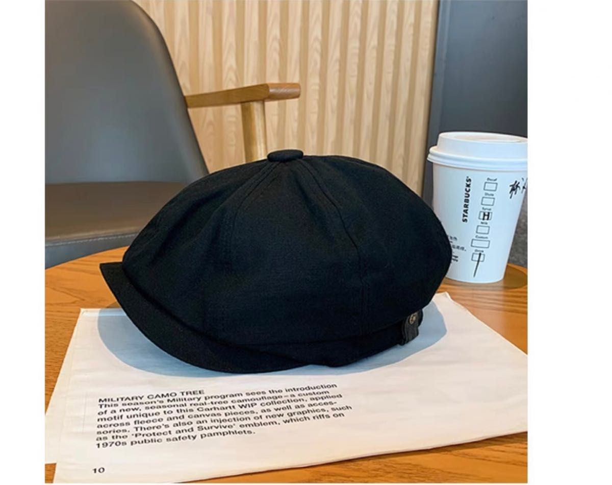 キャスケット　ハット　帽子　 韓国　 ブラック　黒　メンズ　4XL 新品