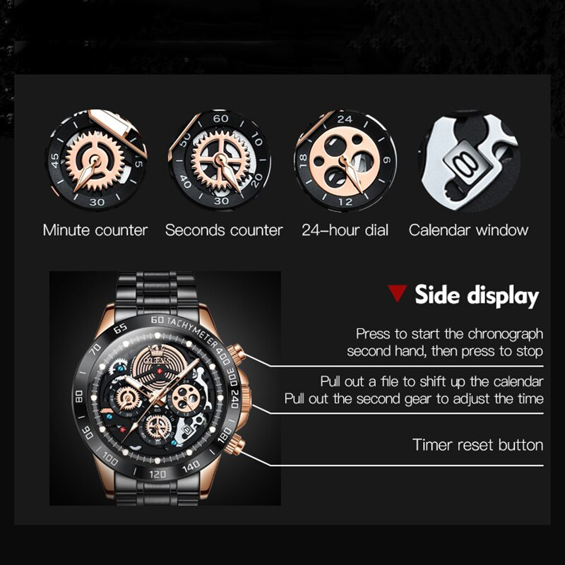 OLEVS メンズ 腕時計 高品質 クオーツ カジュアル スポーツ ファッショナブル ウォッチ 9921 クロノグラフ 防水 時計 シルバー_画像3