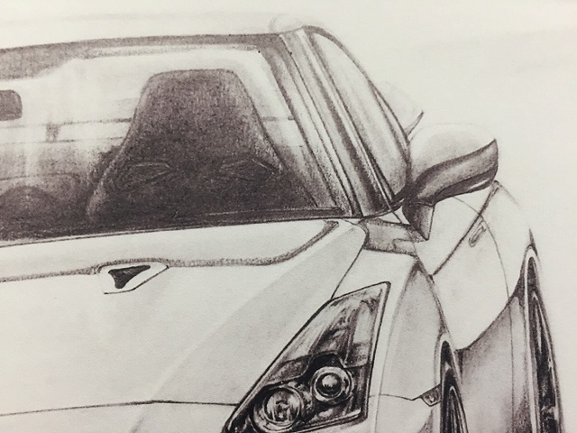  Nissan NISSAN Skyline R35 GTR[ pencil sketch ] famous car old car illustration A4 size amount attaching autographed 