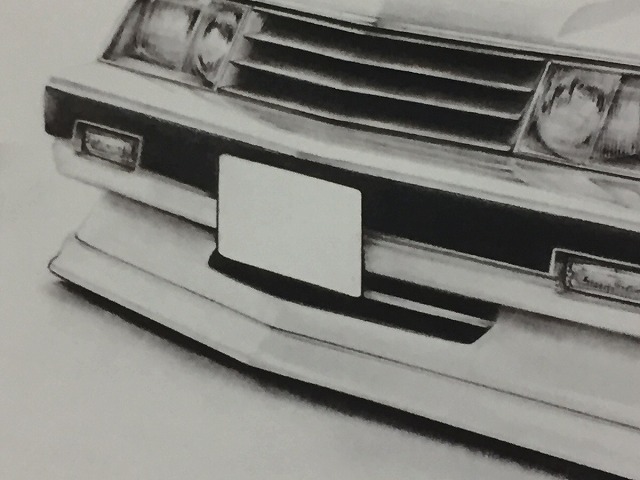  Nissan NISSAN Leopard F30[ pencil sketch ] famous car old car illustration A4 size amount attaching autographed 