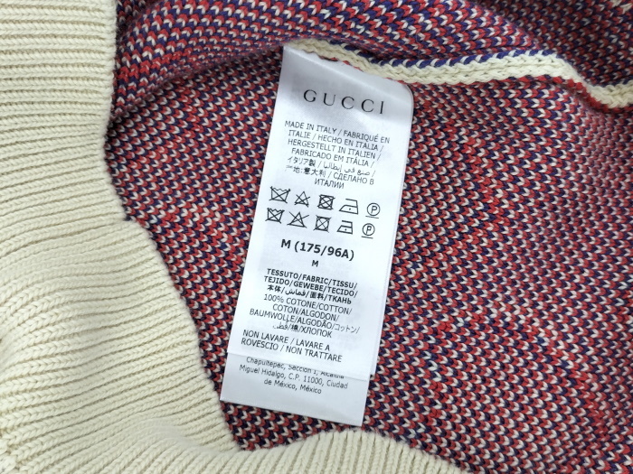 GUCCI クルーネック ニット セーター GGハート ベージュ レッド