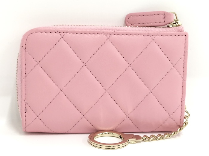 CHANEL コインケース キーホルダー マトラッセ ラムスキン ピンク