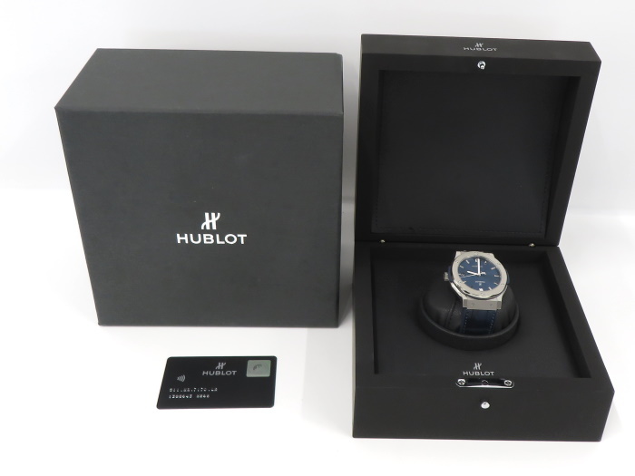 【中古】HUBLOT クラシックフュージョン チタニウム 自動巻き レザーベルト ブルー文字盤 511.NX.7170.LRの画像10