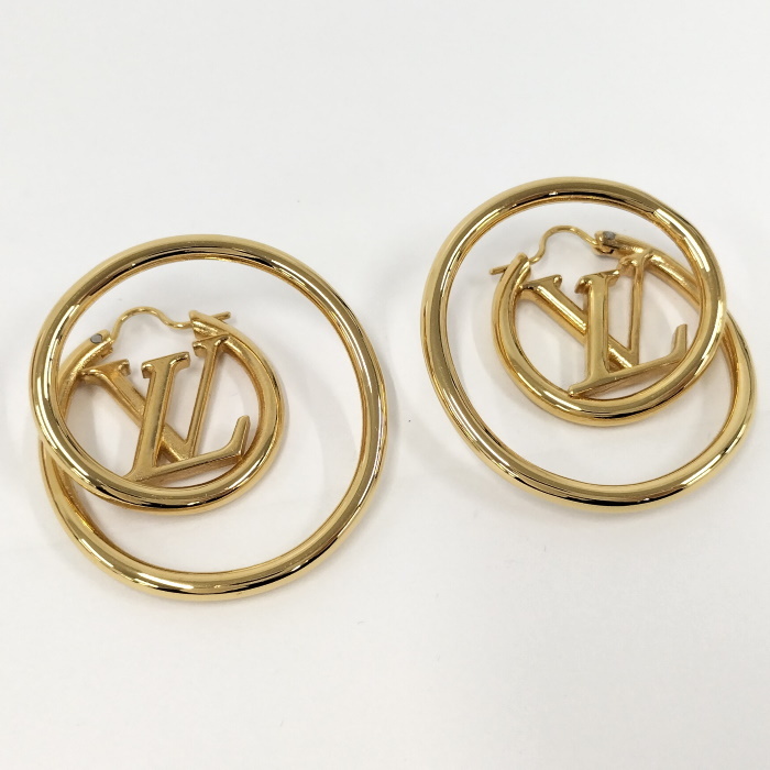 LOUIS VUITTON Earrings LV Heart Fall in Love M00463 Hoop Gold GP authentic