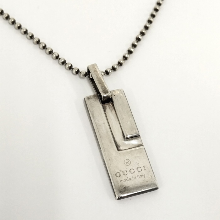 【中古】GUCCI ネックレス プレート シルバー SV925_画像1