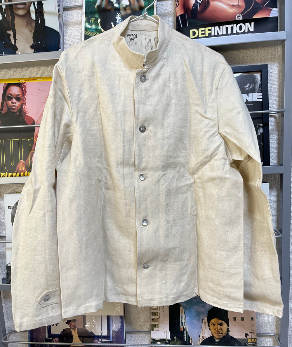  dead ultra rare Sweden army linen ho spitaru jacket Vintage military stand-up collar shirt white 48