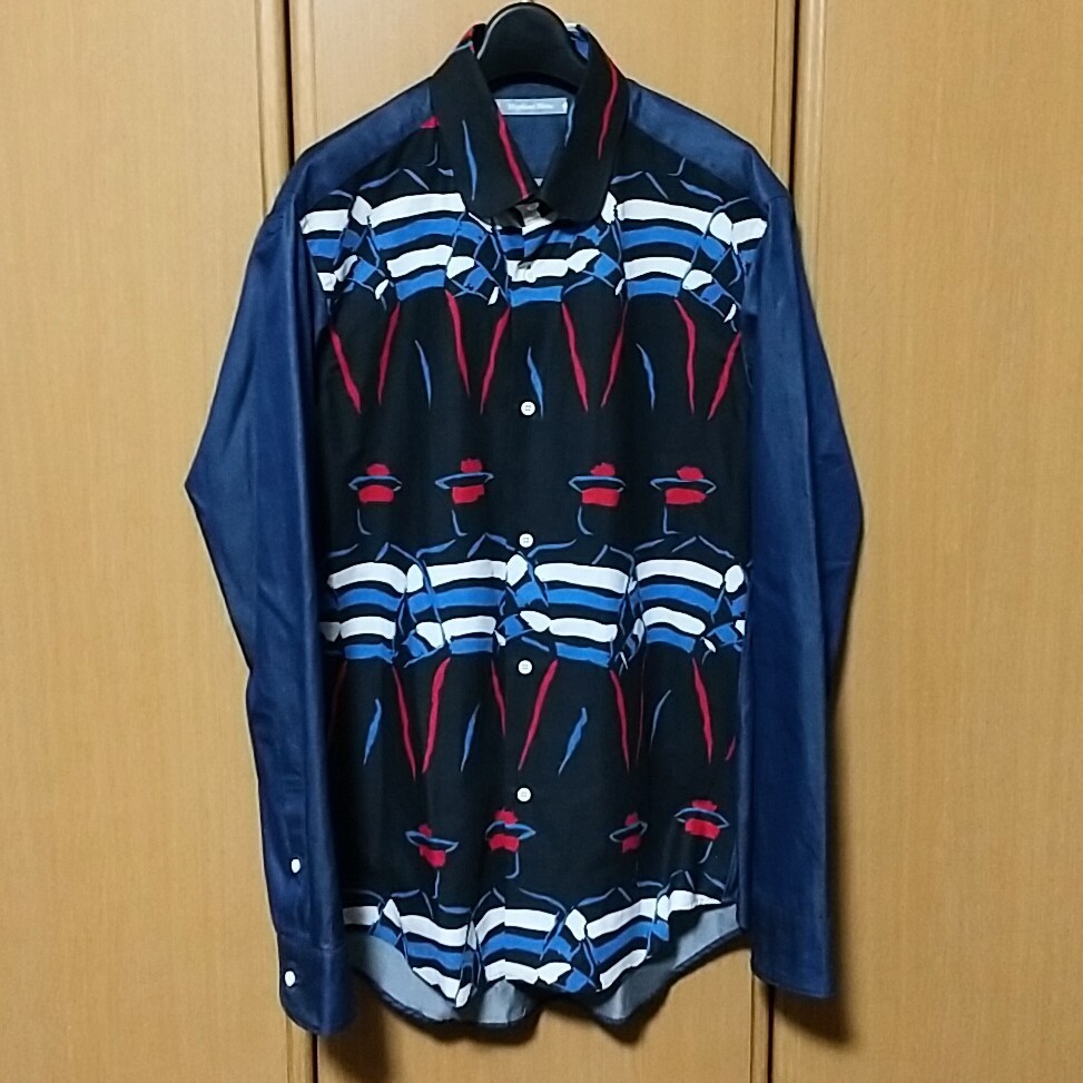 『2年保証』 Elephant Blanc エレファンブラン 長袖シャツ 総柄 黒 青 シャンブレー ツートーン 46 M 日本製 yoshio kubo issey miyake men MARNI Mサイズ 『2年保証』 Elephant Blanc エレファンブラン 長袖シャツ 総柄 黒 青 シャンブレー ツートーン 46 M 日本製 yoshio kubo issey miyake men MARNI Mサイズ