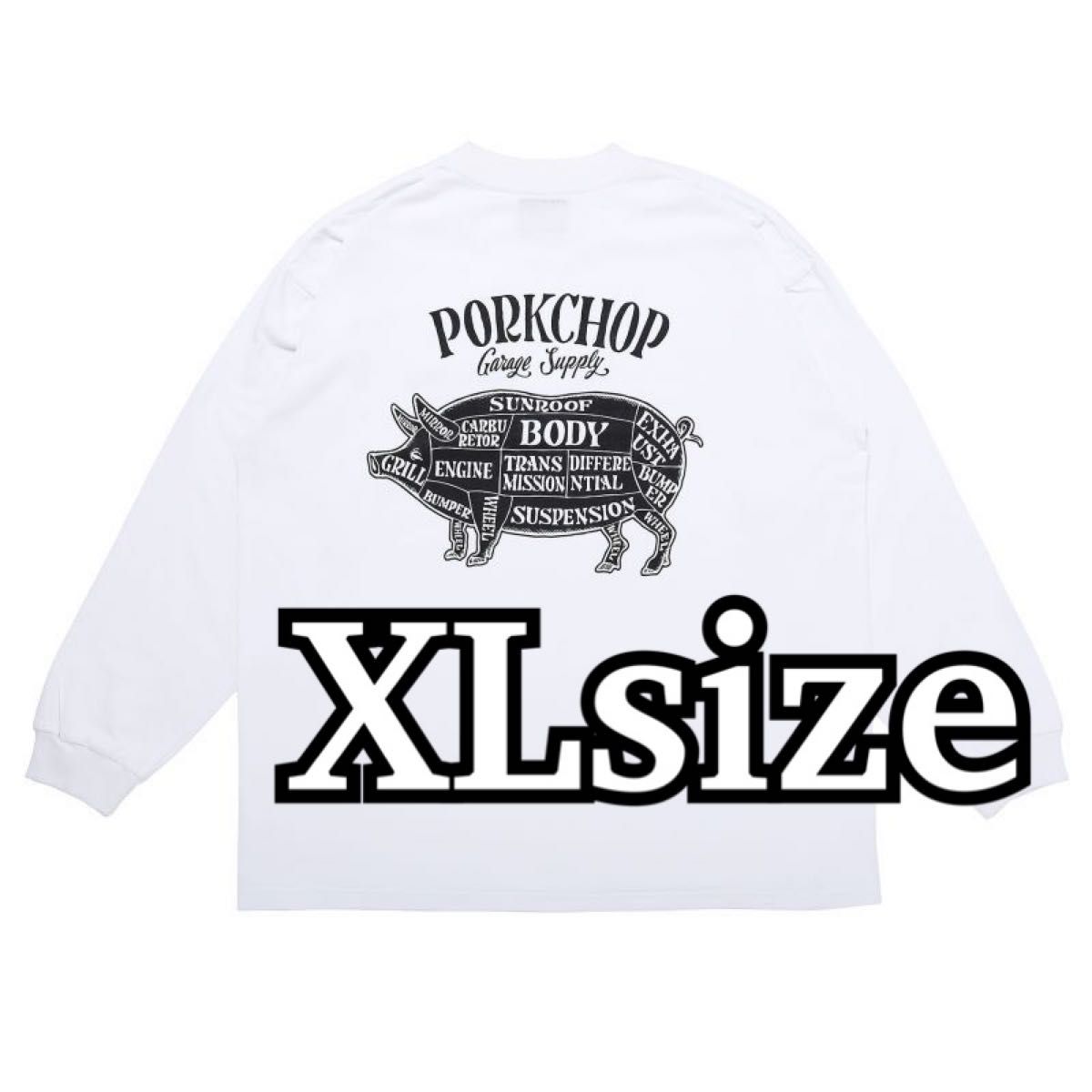 ポークチョップ ロングスリーブTシャツ/PORKCHOP WHITE XLサイズ
