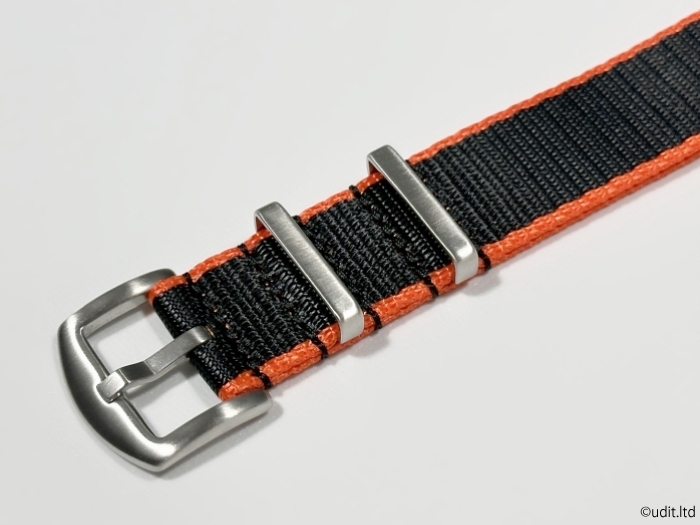 22mm 高品質 光沢 NATO ストラップ 腕時計ベルト ブラック オレンジ 時計用バンド