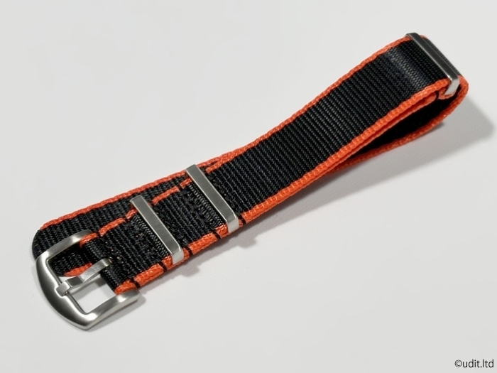 22mm 高品質 光沢 NATO ストラップ 腕時計ベルト ブラック オレンジ 時計用バンド