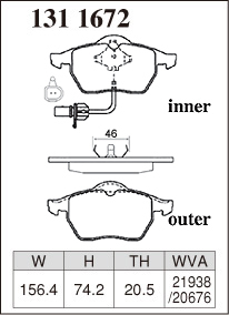A6(C5) 4BAGAF/4BAPSF ブレーキパッド フロント ディクセル Mタイプ1311672 DIXCEL_画像3