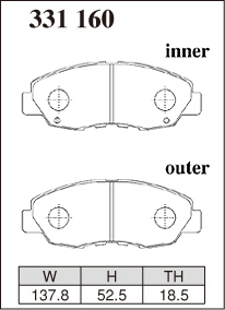 アコードクーペ CD7 ブレーキパッド フロント ディクセル Mタイプ331160 DIXCEL_画像3