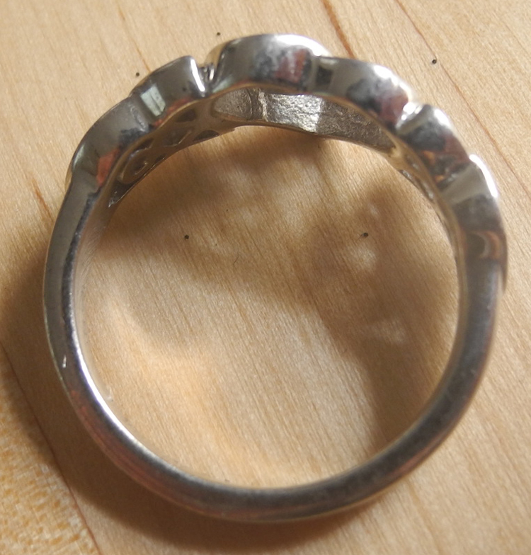 イギリス アンティーク 銀製クラフト シルバーリング ケルトスタイル ハート 指輪 20mm 22号？ 5,3g スターリングシルバー 刻印有り 銀925の画像6