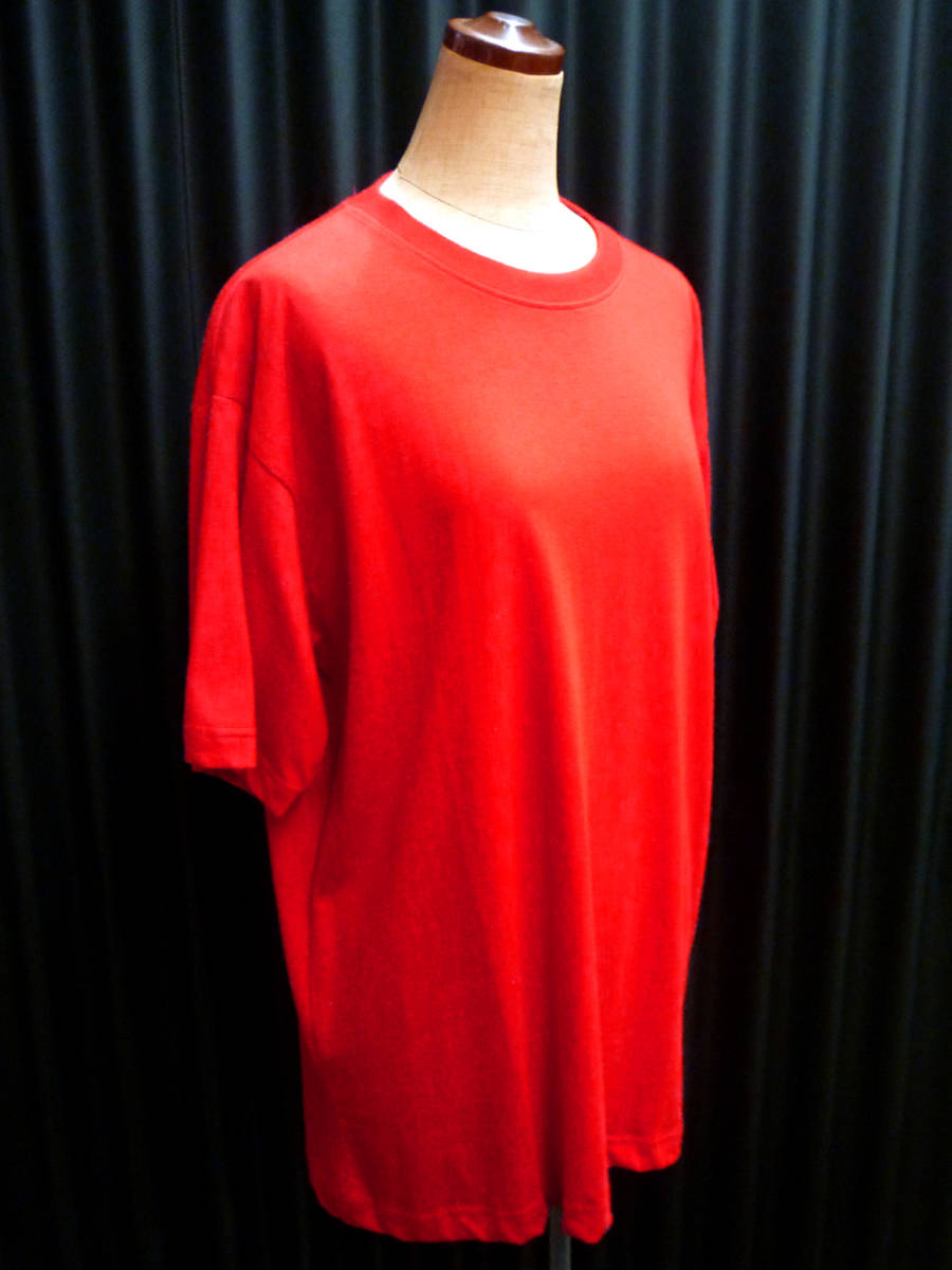 　新品　インド綿　半袖　Tシャツ　赤　無地　シンプル　ゆったりサイズ　超特価　TL-02