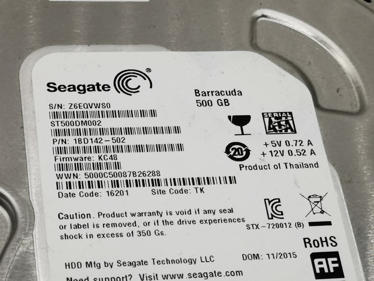 Seagate ST500DM002 500GB HDD 2個セット ジャンク扱い_画像3