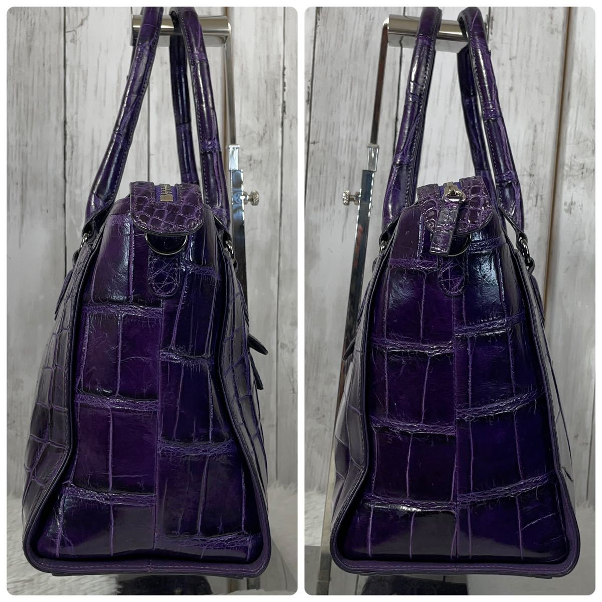 ○美品○クロコダイル ワニ革 エキゾチックレザー 2way トートバッグ