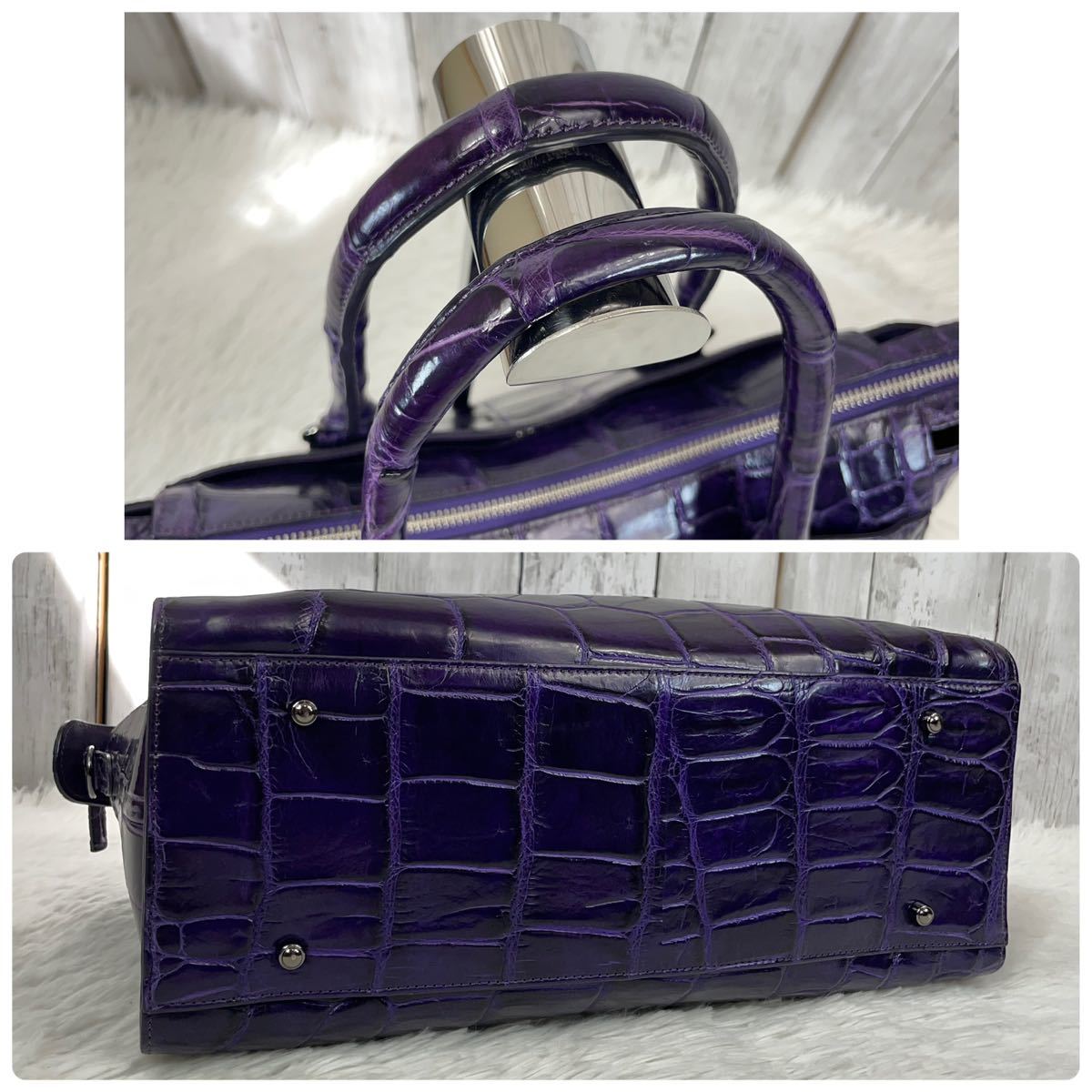 ○美品○クロコダイル ワニ革 エキゾチックレザー 2way トートバッグ