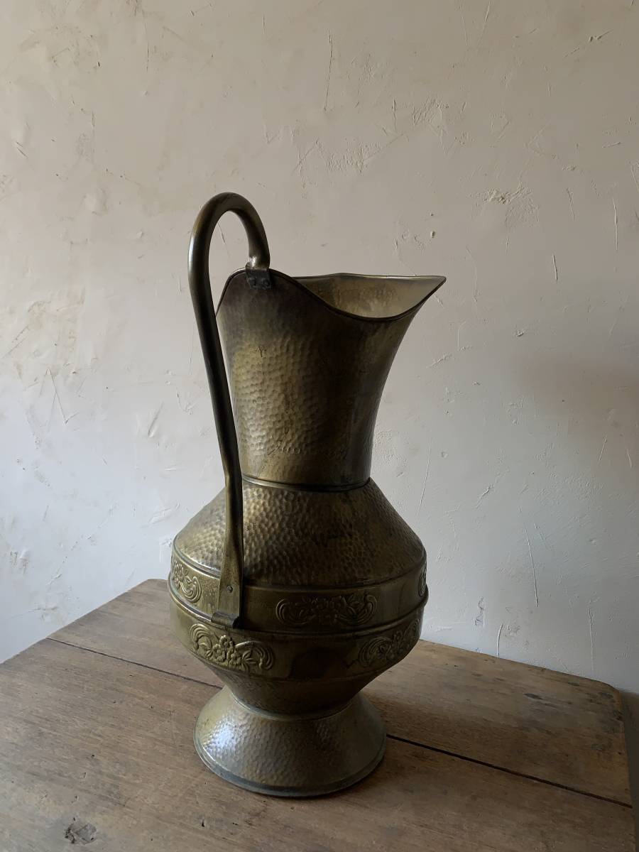  pitcher brass flower vase vessel objet d'art interior car Be old tool Vintage 