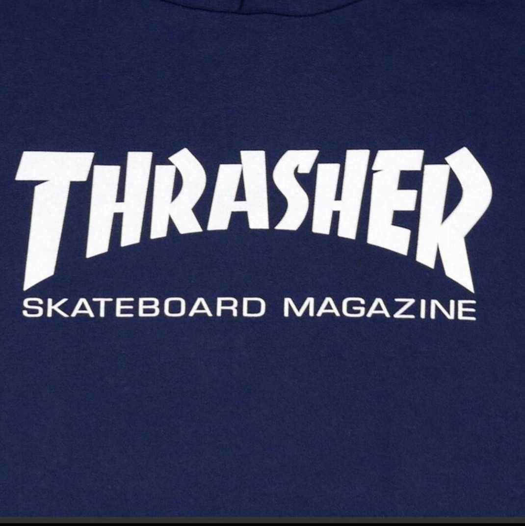 【XL】THRASHER スラッシャー/プルオーバーパーカー/マグロゴ/紺_画像3