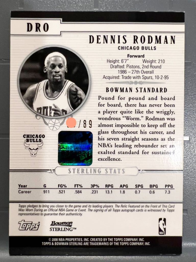 激レア89枚限定 Bulls Auto Jersey 08 Topps Dennis Rodman デニス
