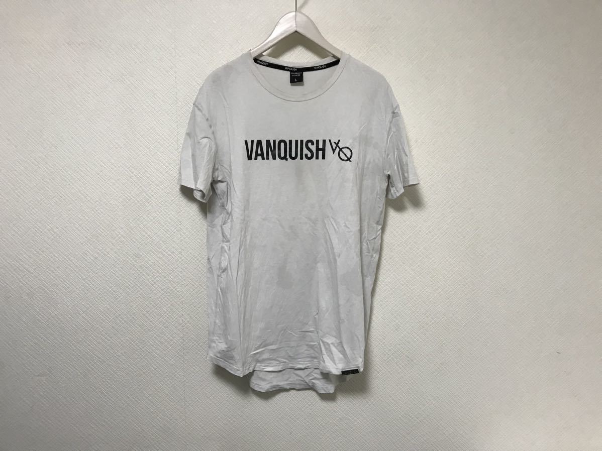 本物ヴァンキッシュVANQUISHコットンストレッチプリント半袖TシャツメンズアメカジサーフミリタリービジネスライトグレーLジムスポーツ_画像1