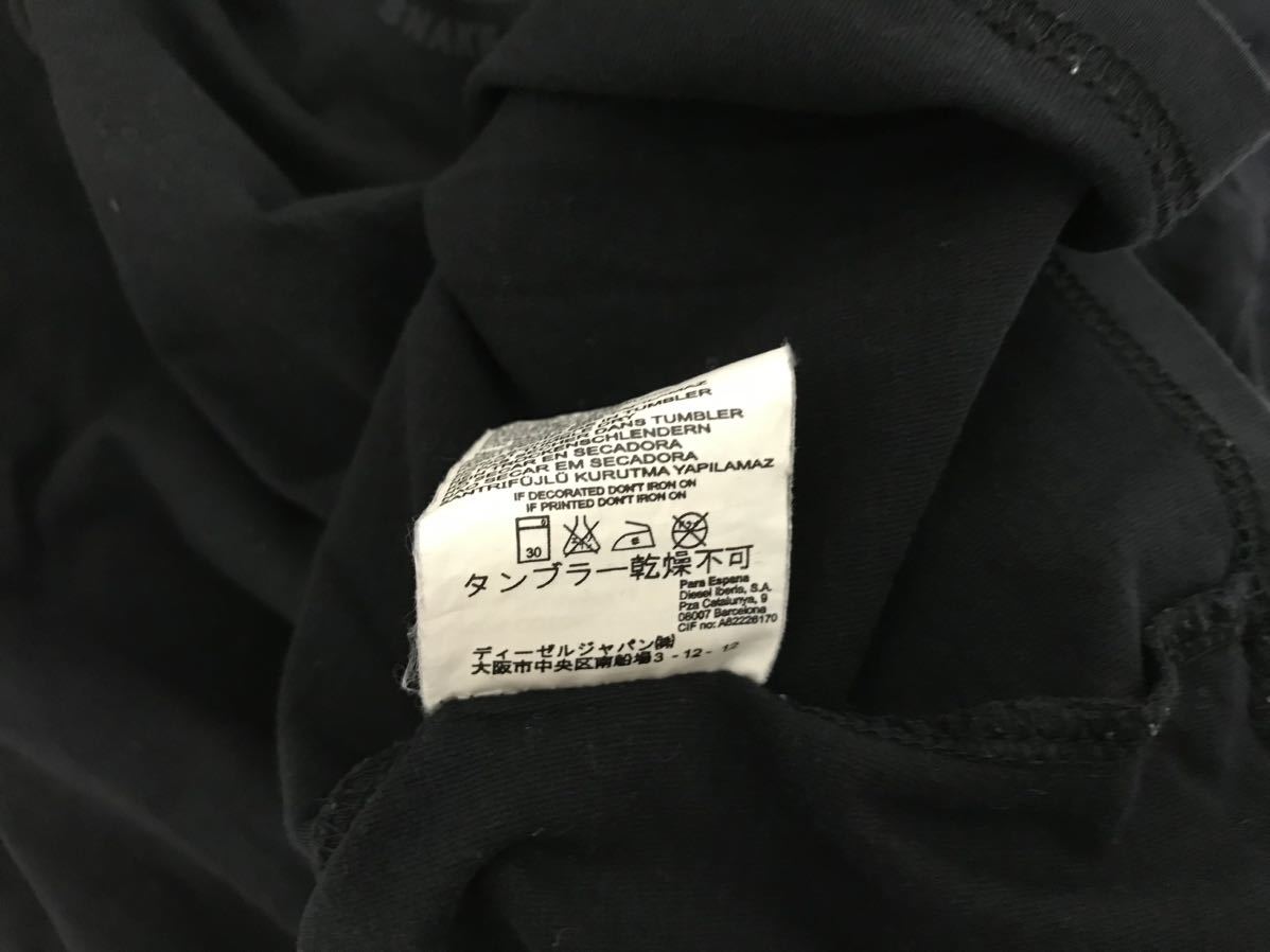 本物ディーゼルDIESELコットンプリント半袖Tシャツメンズアメカジサーフミリタリービジネススーツ黒ブラックXLモーリシャス製