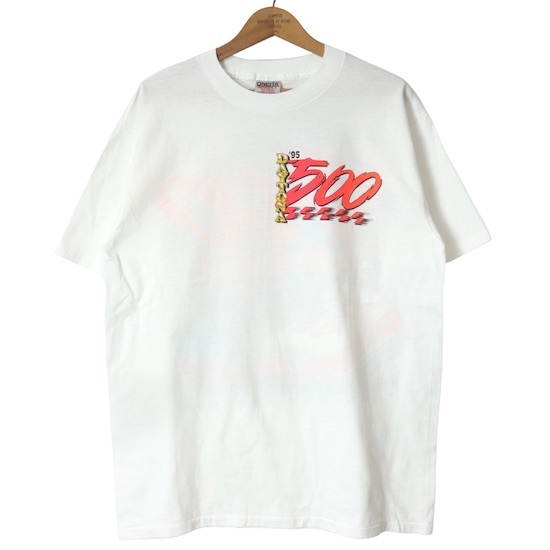 ONEITA■NASCAR デイトナ５００ 1995 レーシングプリントTシャツ ホワイト/L 90S USA製