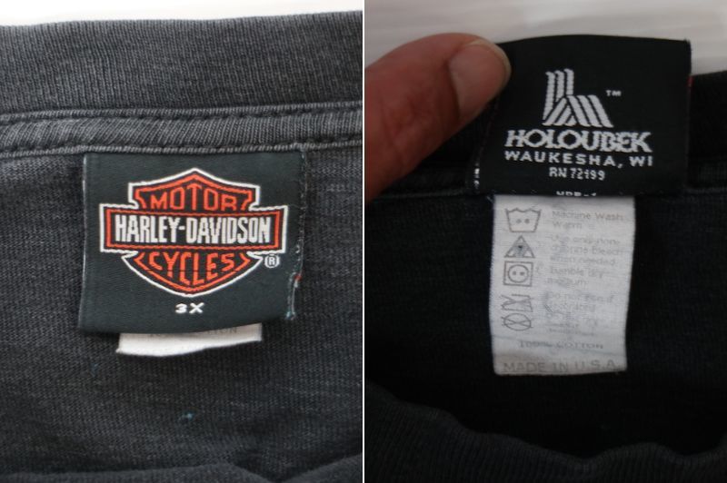 90s USA製 HARLEY-DAVIDSON HOLOUBEK ハーレーダビッドソン 両面プリント 半袖 Tシャツ(メンズ 3X)黒 ヴィンテージ_画像7
