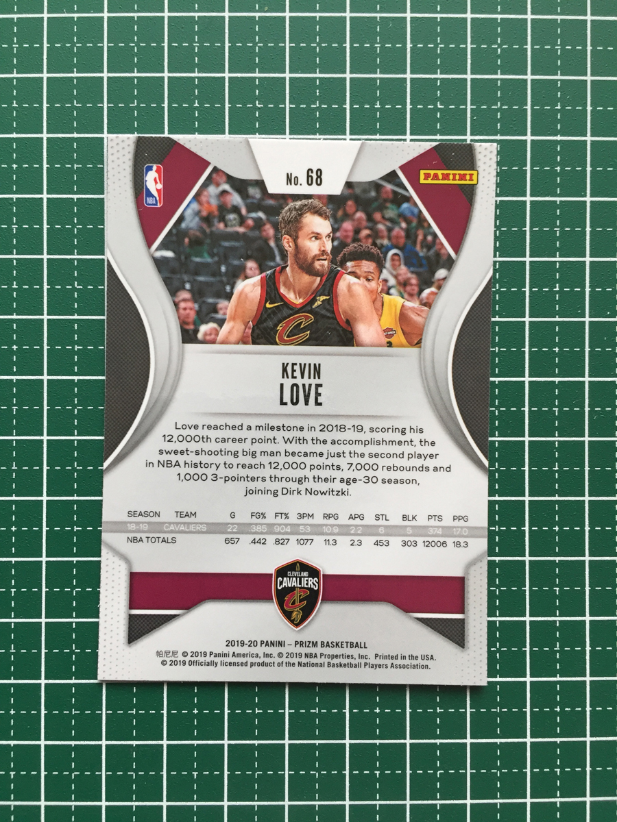 ★PANINI NBA 2019-20 PRIZM #68 KEVIN LOVE［CLEVELAND CAVALIERS］ベースカード 2020★_画像2