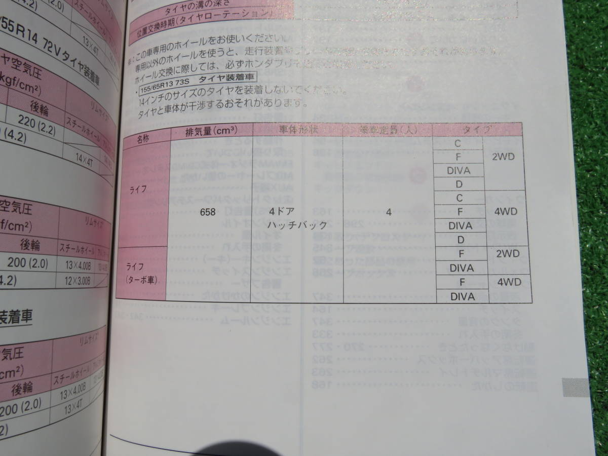 ホンダ JB5/JB6/JB7/JB8 前期 ライフ ターボ C,F,DIVA 取扱説明書 2005年12月 平成17年 取説_画像5