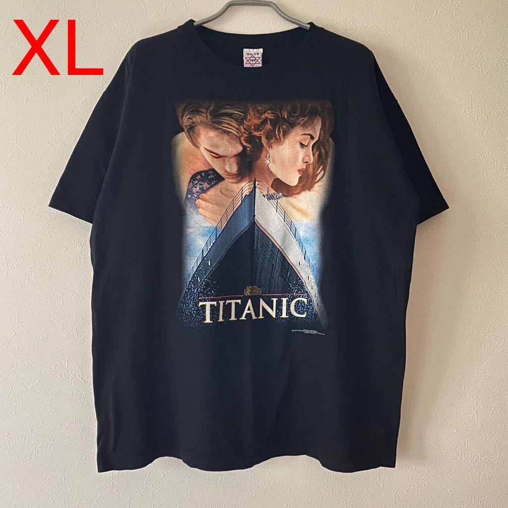 美品 古着 Vintage 90s Titanic Tee XL Black タイタニック Tシャツ ブラック band rap Movie ラップT バンドT ムービーT 707タグ 美中古_画像1