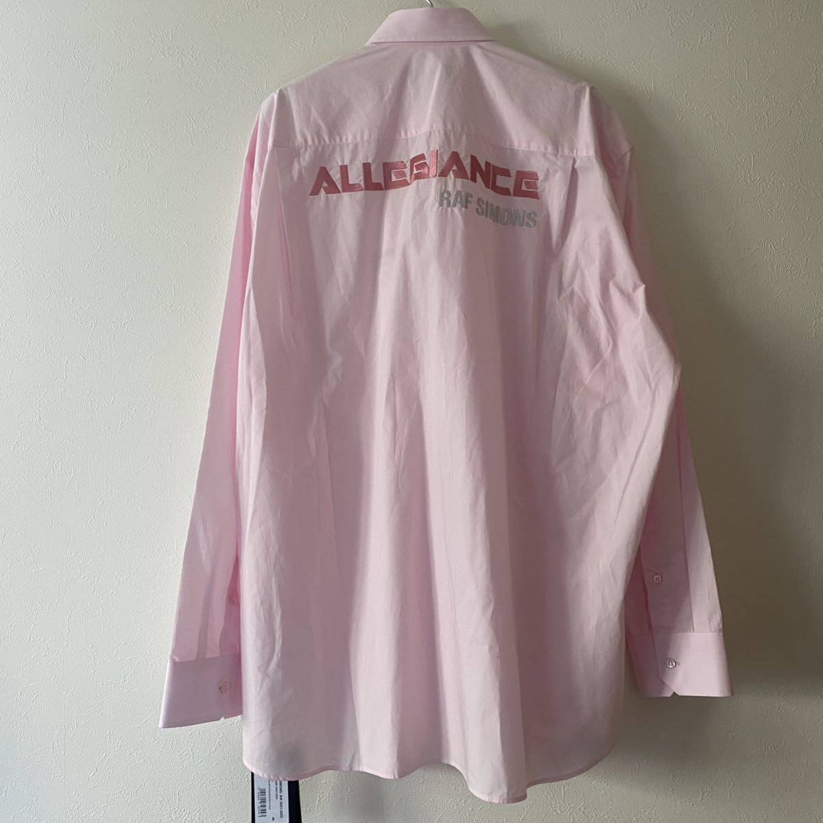 新品 Raf Simons Big Fit Shirt with Embroidered Text In Back Pink M