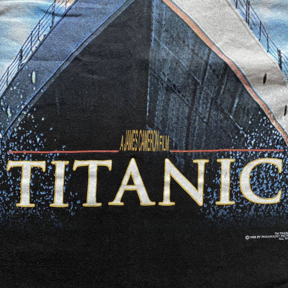 美品 古着 Vintage 90s Titanic Tee XL Black タイタニック Tシャツ ブラック band rap Movie ラップT バンドT ムービーT 707タグ 美中古_画像4