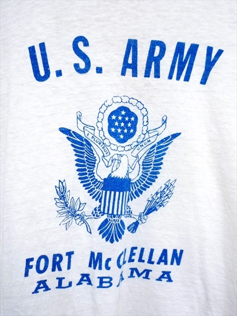 60’ｓ ビンテージ U.S.ARMY 染み込みプリント 米軍 ミリタリー Tシャツ 半袖 west art製 コットン USA製 FORT McCLELLAN ALABAMA 白系 M位の画像4
