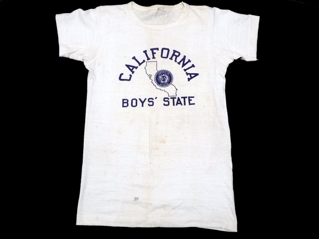 40～50’ｓ　ビンテージ　CALIFORNIA BOYS’ STATE　Tシャツ　American Legion　米国在郷軍人会　ホワイト　厚地　36