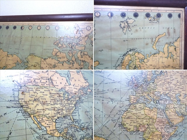 GENERAL MAP OF THE WORLD アンティーク 世界地図 木枠 Mercator's Projection マップ AMERICAN MAP COMPANY INC. インテリア NO.9456_画像6