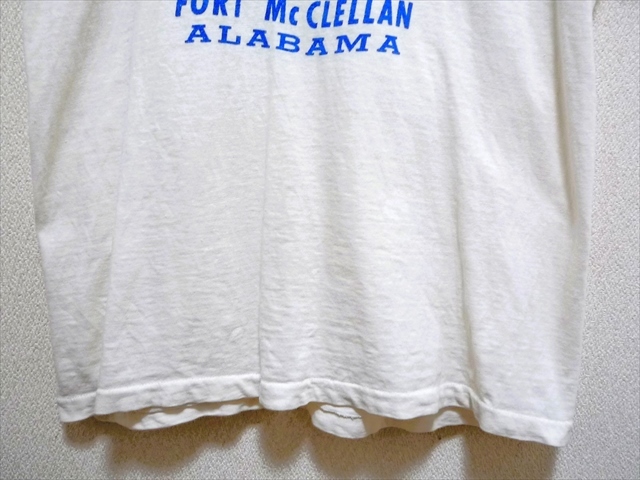 60’ｓ ビンテージ U.S.ARMY 染み込みプリント 米軍 ミリタリー Tシャツ 半袖 west art製 コットン USA製 FORT McCLELLAN ALABAMA 白系 M位の画像6