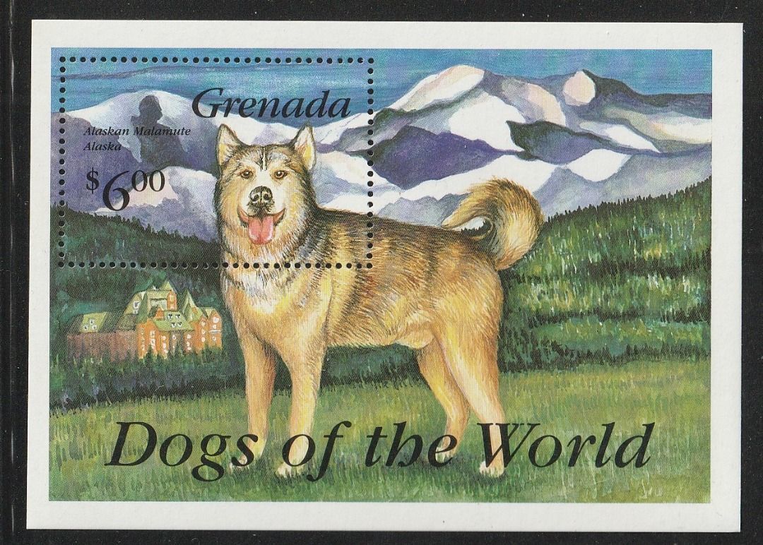 （グレナダ）1993年犬小型シート、スコット評価5.75ドル（海外より発送、説明欄参照）の画像1