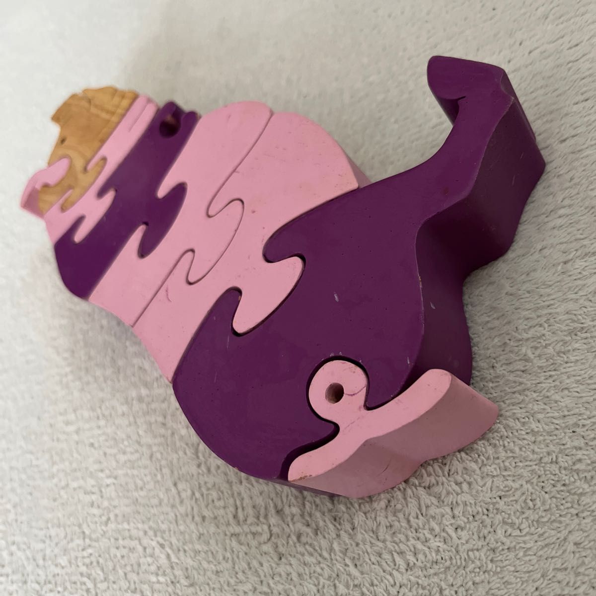 【知育玩具】おしゃれ 木製 積み木 パズル ぶた pig ピンク紫 北欧 木のおもちゃ  木製パズル