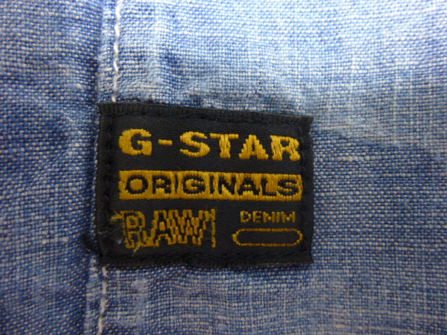 美品 G-STAR RAW ジースターロー 長袖ダンガリーシャツ サイズS ユーズド加工有り とてもおしゃれなシャツです_右前のラベル