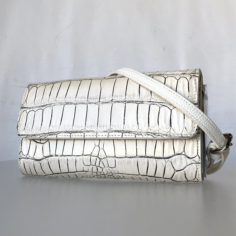  regular price 165000 jpy unused CRESCEND crocodile original leather 2way shoulder bag clutch bag kreshendo lady's 