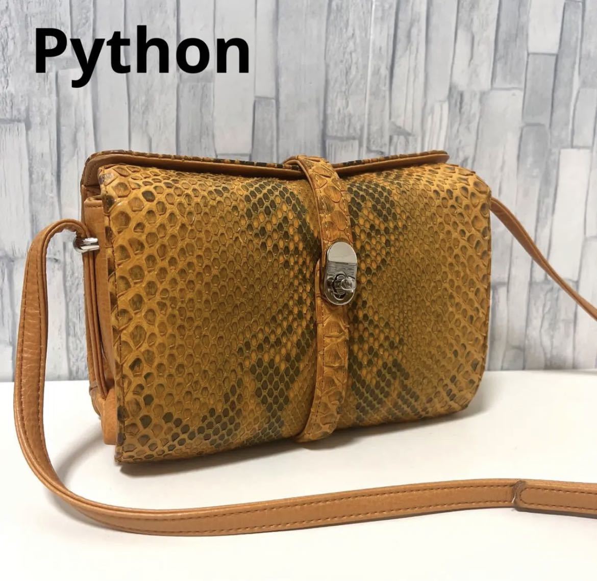 Python ダイヤモンド パイソン ショルダーバッグ 斜め掛け パイソン