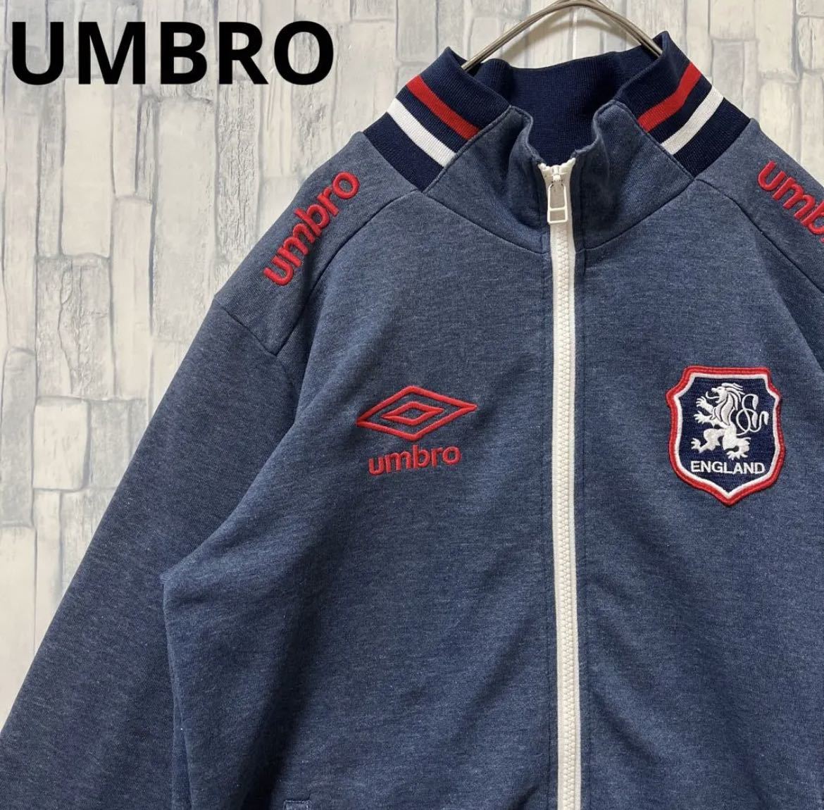 UMBRO アンブロ サッカー イングランド代表 スウェット生地 ジャージ 上 トラックジャケット M シンプルロゴ 刺繍ロゴ ワッペン デサント